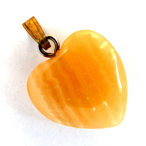 Přívěšek Srdce minerál kalcit medový 2,2 cm