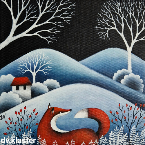 Liška v zimě (20x20 cm) — foto 1