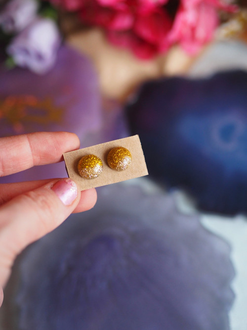 Glitter dvojbarevné náušnice pecky třpytivé