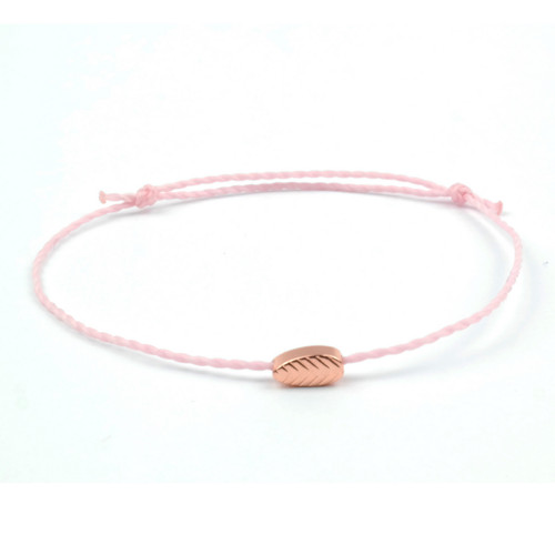 Náramek světle růžový s lístečkem rose gold