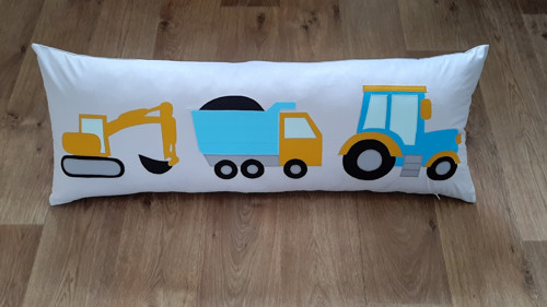 Polštář 90x35cm s traktorem, bagrem a náklaďákem