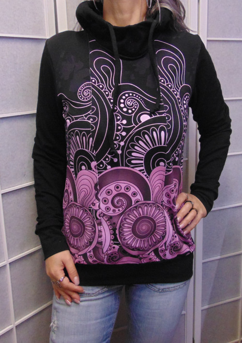 Mikina -KOLÁŽOVÁ-RŮŽOVÁ MANDALA-KAPUCE/ROLÁK