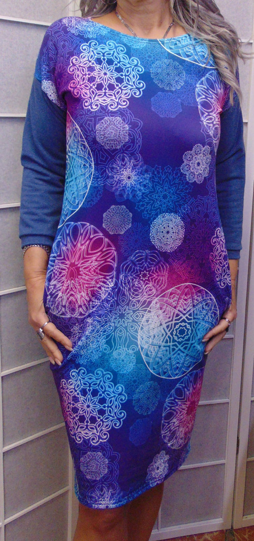 Šaty s kapsama-MODROFIAL. MANDALA