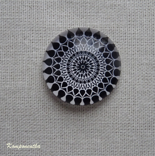 Skleněný kabošon s mandalou 12mm 1kus