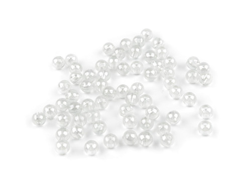 Plastové korálky duhové Ø6 mm (10g) - transparent