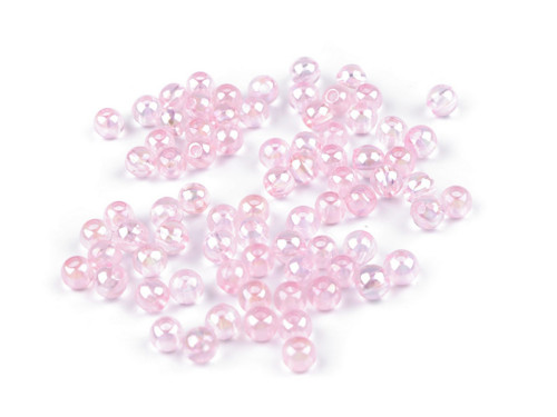 Plastové korálky duhové Ø6 mm (10g) - sv.růžová
