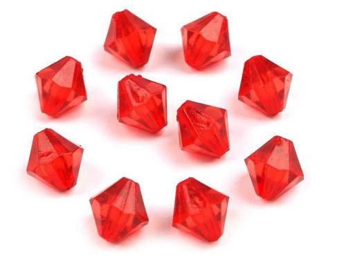Plastové korálky cínovky 8x8 mm (45ks) - červená