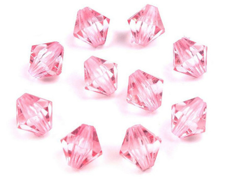 Plastové korálky cínovky 8x8 mm (41ks) - růžová