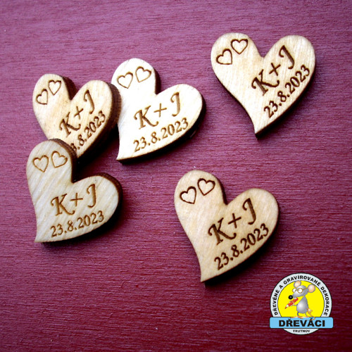 Srdce na vývazek 1,8 cm monogram+datum...KV0016 E