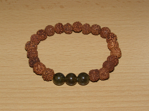 Náramek - rudraksha s labradoritem