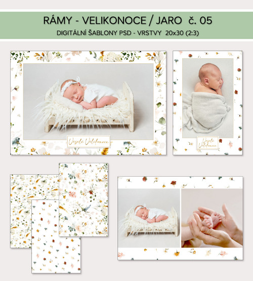 Jaro/Velikonoce rámy č. 05 - digitální šablony PSD