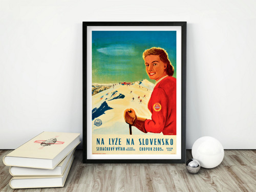 Vintage plakát Sedačkový výtah - Chopok 1950