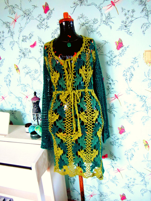 Háčkované šaty boho hippie — foto 1
