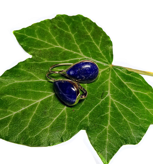 ZLATÉ náušnice EXTRA LAPIS LAZULI 16*12 — foto 1