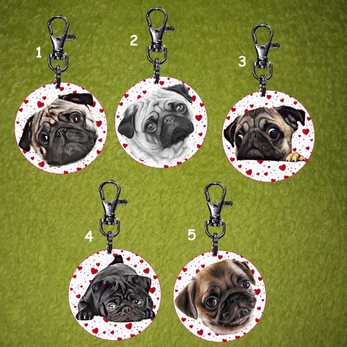 Mops Přívěsek Na Klíče "Valentýn"