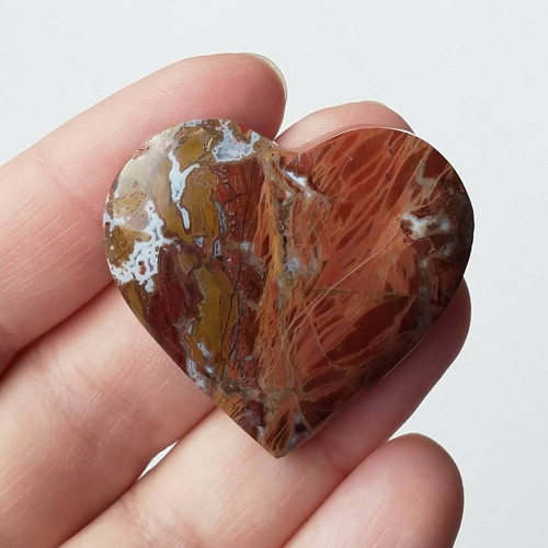 Jaspis brekciový srdce 6 kabošon 37 x 36 x 8 mm
