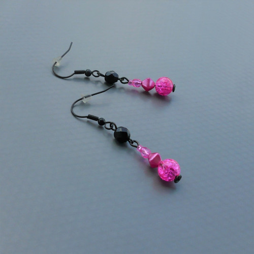 Pink & black - náušnice