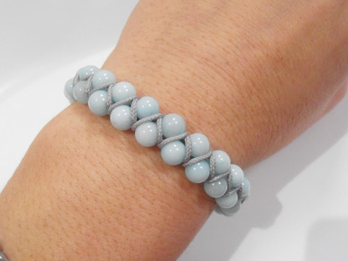 "Jadeit mint" dvojitý macramé náramek — foto 1