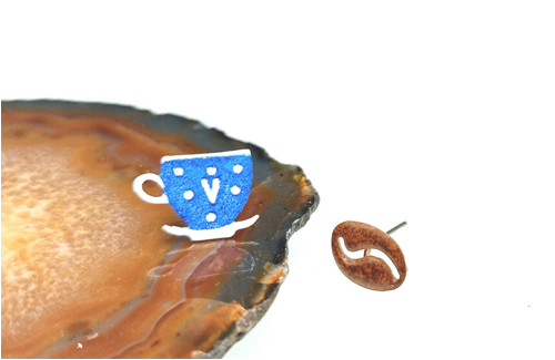 Náušnice puzety - hrnek a kafe