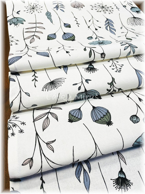 Ubrus 150x40 bylinky na bílé
