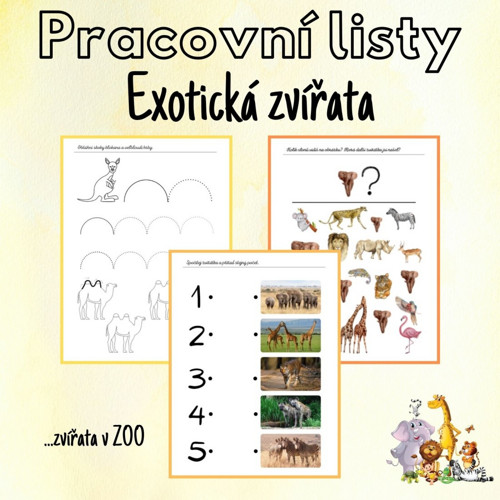 Exotická zvířata, pracovní listy