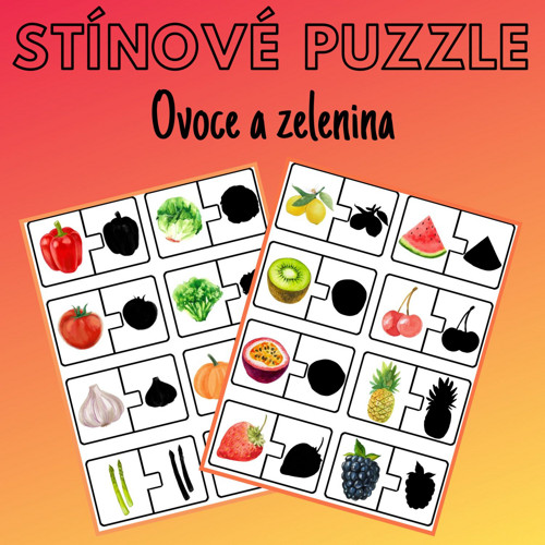 Ovoce a zelenina, stínové puzzle