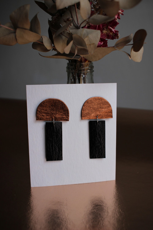 Papírové naušnice // copper + black