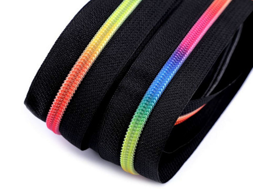 Duhový zip v metráži šíře 5 mm (1m) - černá