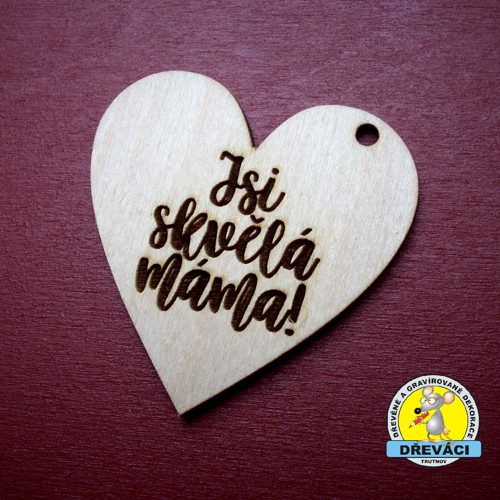 Klíčenka s gravírovaným textem - srdce 5 cm