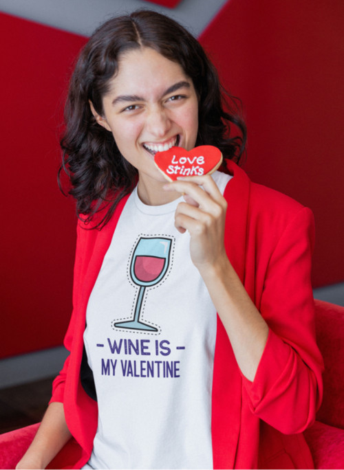 DÁMSKÉ TRIČKO Wine is my Valentine