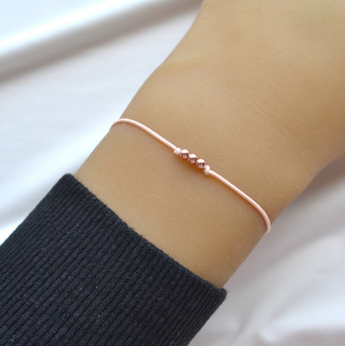 Náramek KABBALAH S OCEL. MINI KULIČKAMI*rose gold