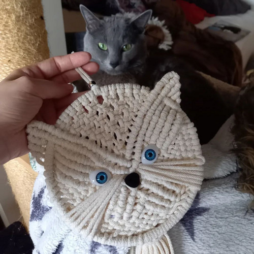 Kočka / macramé/nástěnná dekorace/poštovné zdarma