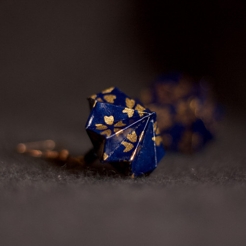 Origami náušnice – tmavě modré