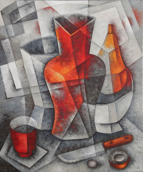 Zátiší s červeným džbánem – obraz 60 × 50 cm