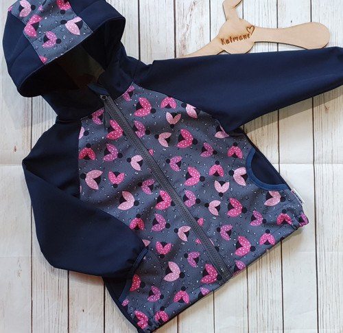 Softshellová zimní bunda dětská tm. modrá/berušky