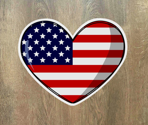 Samolepka - srdce USA / samolepka na auto
