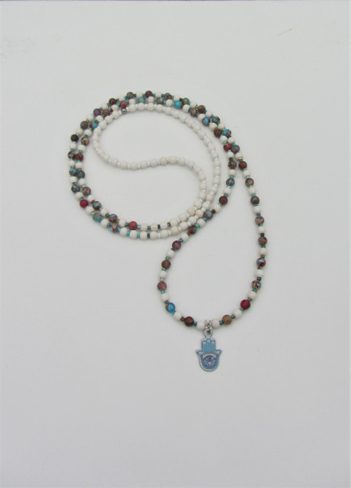 Barevný regalit a Hamsa / nerez — foto 1