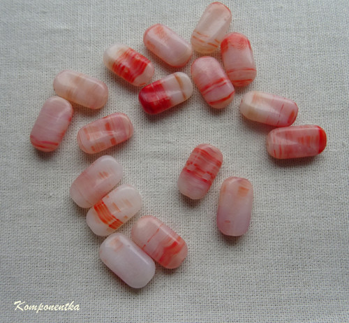 Skleněné korálky obdélník 14x8mm 17kusů
