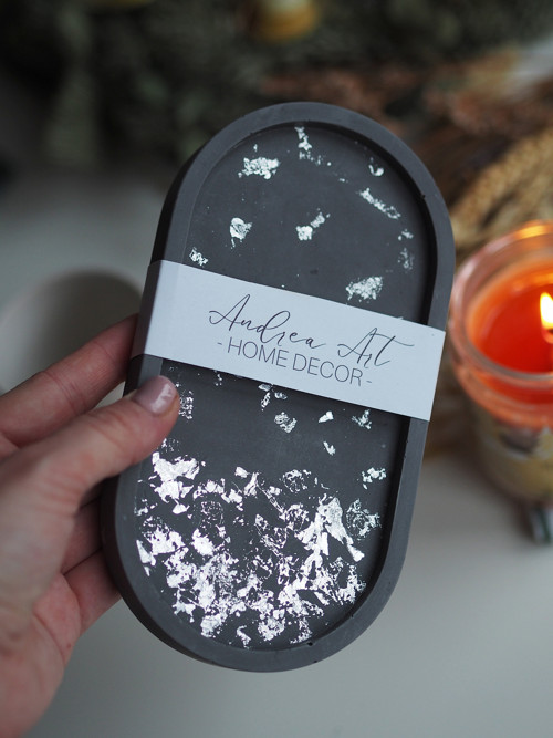 Hygge podtácek gray & silver - jesmonite