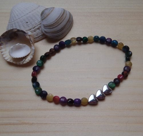 Tygří oko multicolor se srdíčky