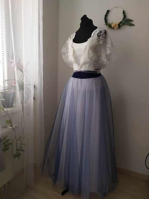 Svatební set..sukně, body, bolerko soft blue