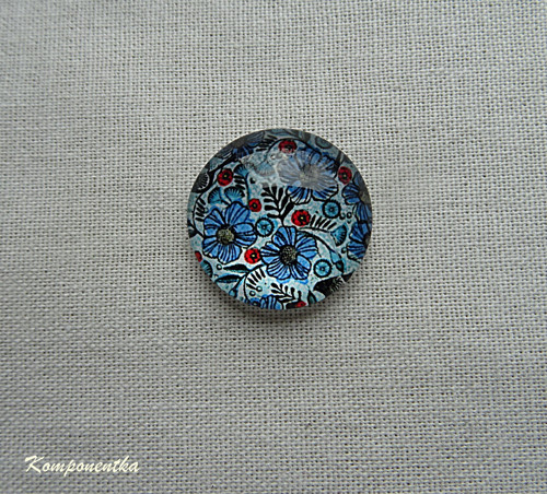 Skleněný kabošon květy 20mm 1kus