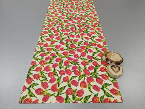 Šerpa na stůl TULIPANY NA KRÉMOVÉ 40*140 cm