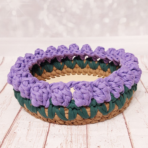 Háčkovaný košík 20 cm - fialový