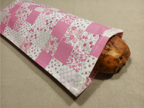Bavlněný sáček na bagetu - růžový patchwork