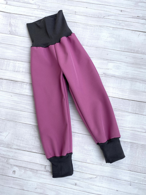 Softshell kalhoty Basic růžová/šedá VEL. 86-140