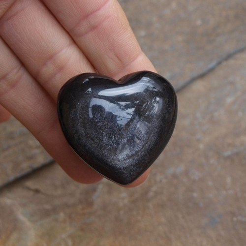 Stříbrný obsidián, buclaté srdce — foto 1