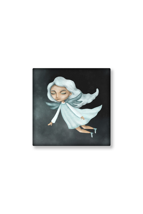 Ilustrace na plátně 20 x 20 cm-Zasněný anděl tmavý