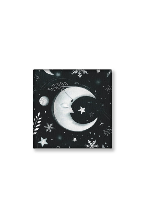 Ilustrace na plátně 20 x 20 cm - Prosincový měsíc