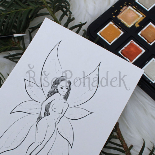 Luční víla - omalovánková ilustrace (K TISKU)